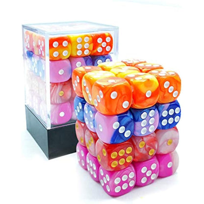 Bescon 12mm 6 Sided Dice 36 in Cube, 12mm Six Sided Die (36) Block of Dice, Gemini Effect in All Assorted Flower Colors