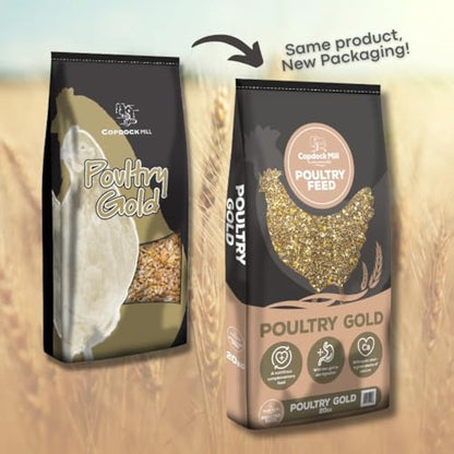 Copdock Mill Poultry Gold Chicken Feed 20kg - Highly Nutritious Chicken Food - Contains Layer Pellets, Oyster Shell and Hen Grit - High in Calcium