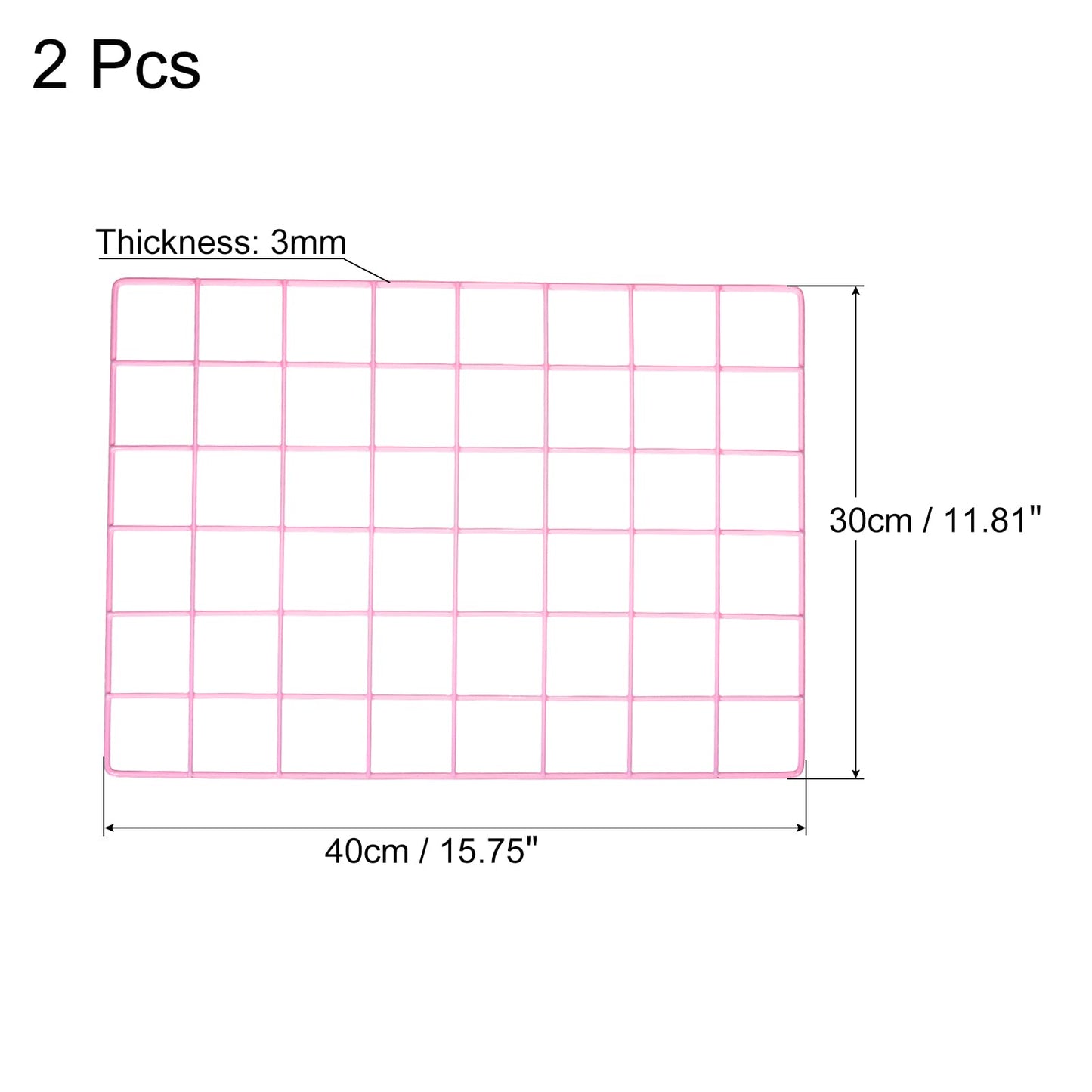 PATIKIL 16"x12" Wire Grid Panel, 2 Pack Wall Grid Decorative Panels Board Photo Pictures Display Decor Hanging Organizer for Home Office, Pink