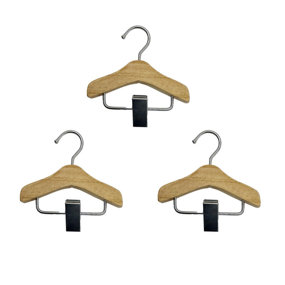 Golden Apple 3 Pcs Wooden Mini Hanger Pet Clothes Hanger with Anti-Slip Clip Small Hanger for Hat Wigs Socks Beige