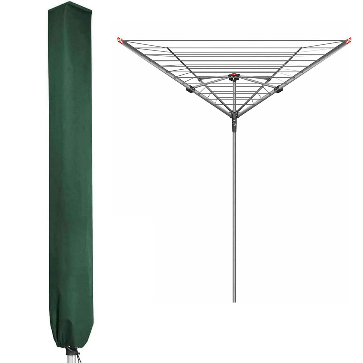 PATIO PLUS Large Rotary Washing Line Cover 16x16x180cm Waterproof Rotary Dryer Cover Clothes Airer With Zip 600D High Density Oxford PVC Coating