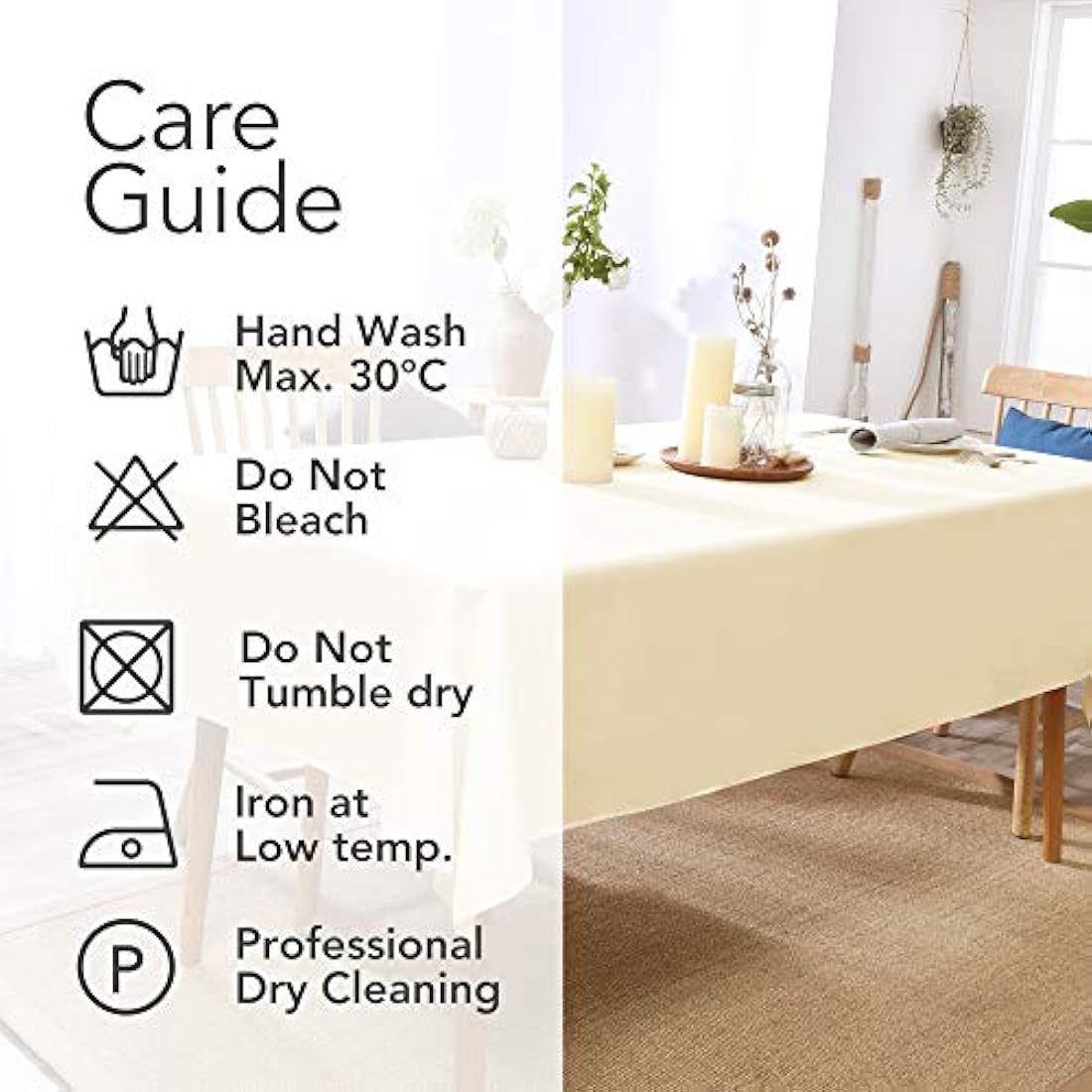 Deconovo Home Decorative Oxford Wipeable Tablecloth Rectangle Water Resistant Tablecloth for Patio Table 130x280cm(51x110in) Beige