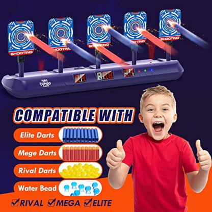 Lehoo Castle Nerf Target, Toys for 6 Year Old Boy, 5 Nerf Shooting Targets, Electronic Digital Auto Nerf Gun Target with Bullets Wrist Band for Boys Girls (Blue)