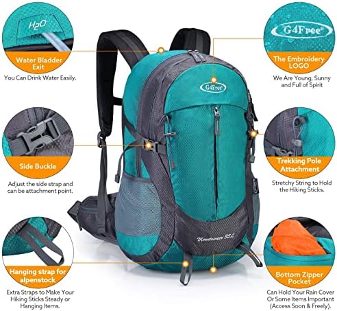 G4Free 35L Waterproof Hiking Backpack Outdoor Backpack Trekking Daypack for Camping Hiking Backpacking Climbing with Rain Cover