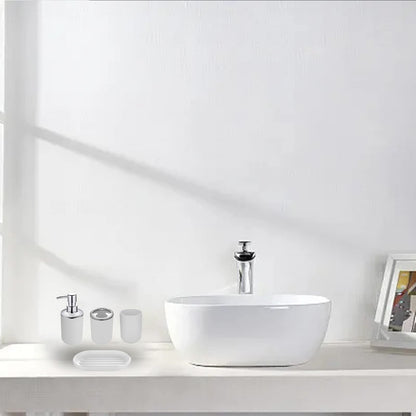 Hosoncovy 4 Pieces Bathroom Accessory Set with Soap Dispenser, Bathroom Cup, Soap Dish ，Toothbrush and Toothpaste Holder White