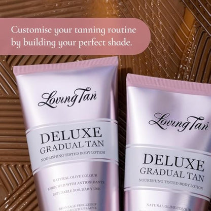 Loving Tan Deluxe Gradual Tan, Dark - Natural looking Self Tanner, Professional Strength Sunless Tanner, 7+ Self Tanning Applications per Bottle - Cruelty Free, Naturally Derived DHA - 150ml