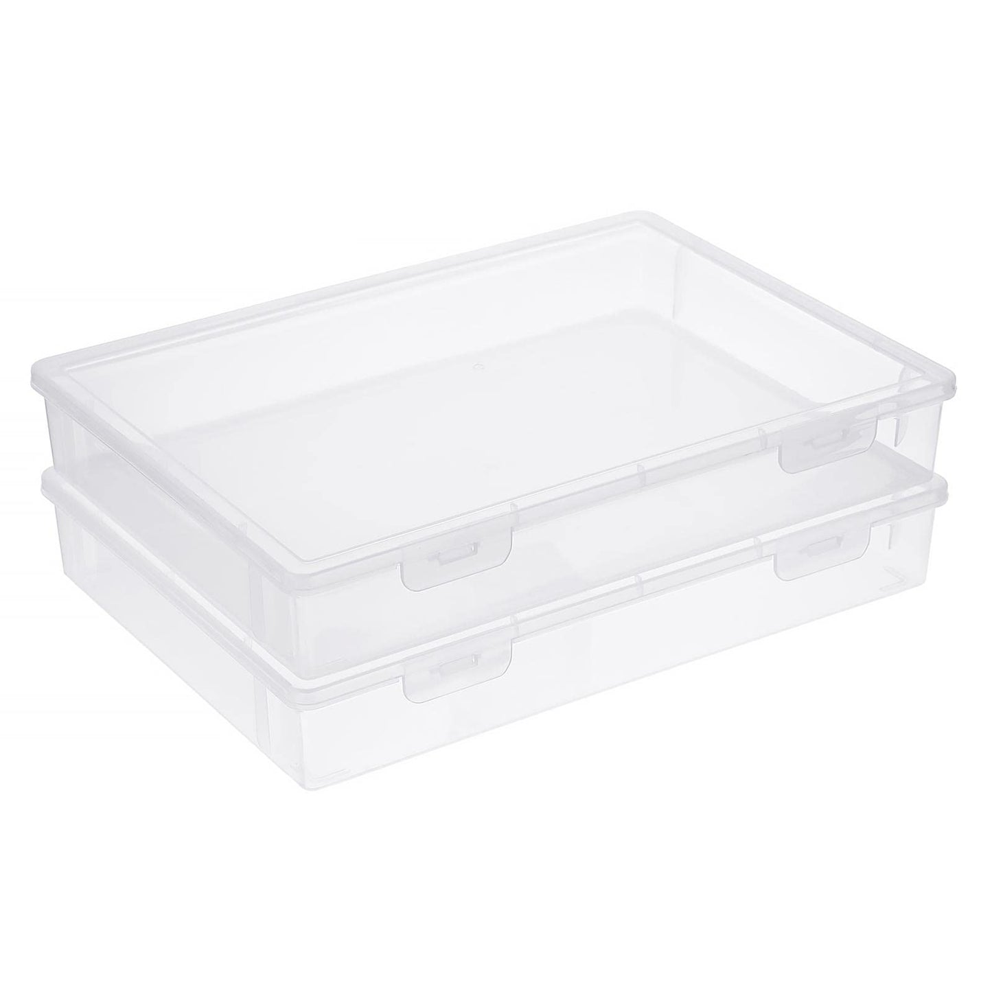 BTSKY Clear Plastic Storage Box with Flap Lid, Multipurpose Craft Organizers and Storage Box Art Supply Storage Organizer Plastic Sewing Box for