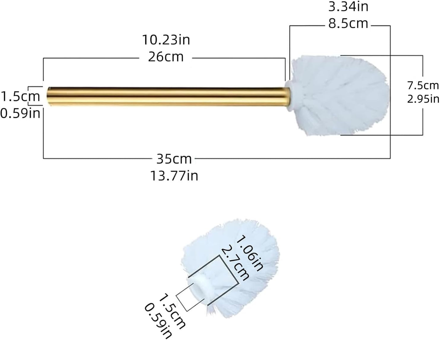 Gold Toilet Brush Replacement Brushes Only, Bring 3 ø 7.5 Cm White Toilet Brush Replacement Head Screw On, Toilet Cleaner Brush