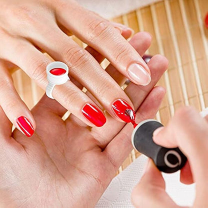 G2PLUS White Eyelash Glue Holder 100PCS Disposable Plastic Glue Ring M Nail Art Polish Holders Tattoo Individual False Eyelash Extension Adhesive Pigment Holders Beauty Tool
