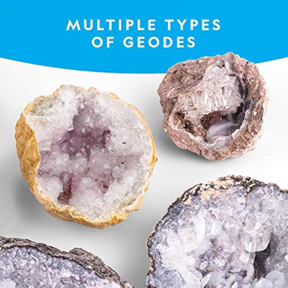 NATIONAL GEOGRAPHIC Break Open 10 Premium Geodes – Includes Goggles and Display Stands - Great STEM Science Kit, Geology Gift for Kids, Geode Crystals, Toys for Boys and Girls
