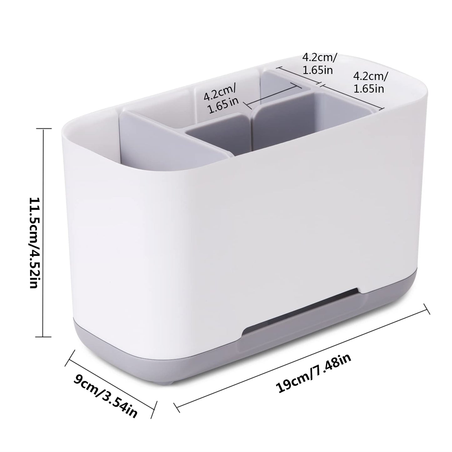 Toothbrush Holder & Organizer, Electric Toothbrush Stand with Tumbler, Non-Slip Base, Drainage Hole, for Bathroom Sink Worktop
