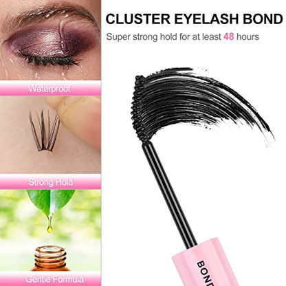Lash Bond and Seal, Cluster Eyelash Glue for Individual Cluster DIY Eyelash Extensions, Super Strong Hold Cluster Lash Adhesive, Waterproof, Latex Free, Mascara Wand Glue (Lash Bond and Seal)