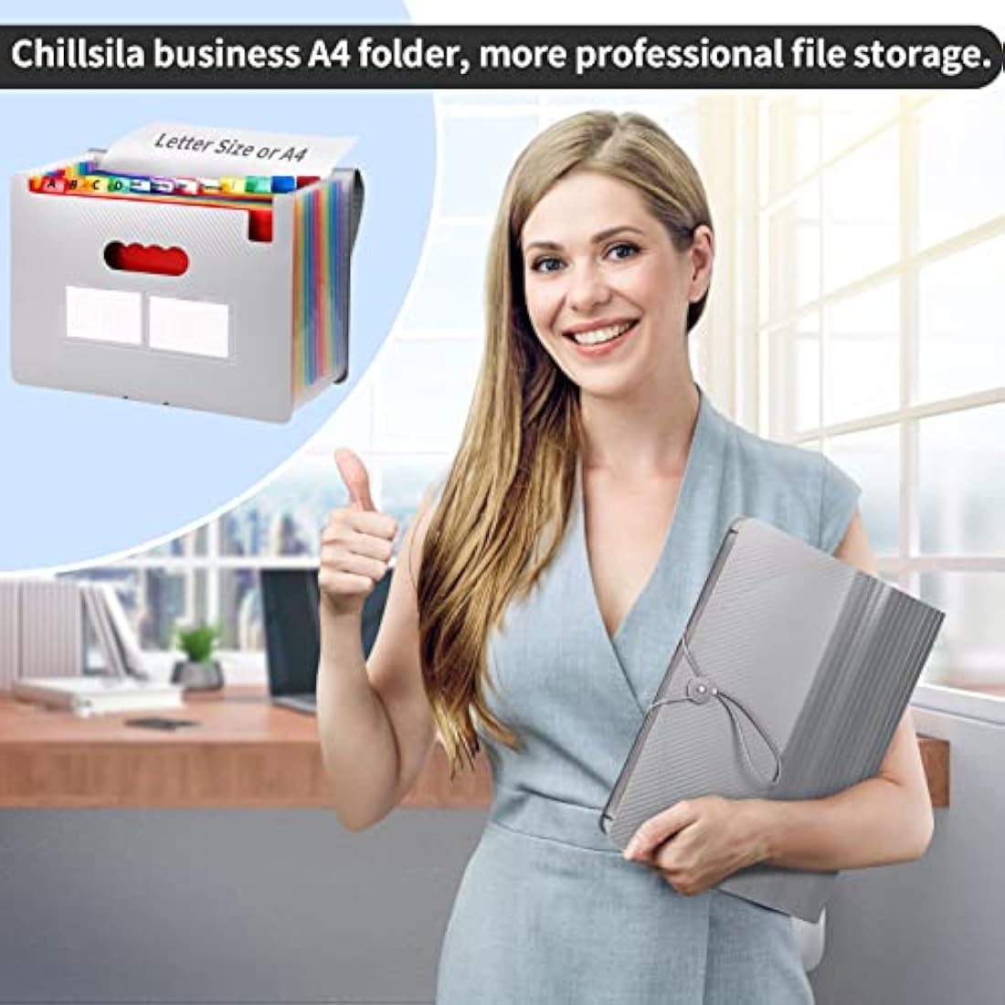 Expanding File Organisers, Document Organiser with 24 Pockets, Portable Accordion Folder File, A4 Filing Folders Plastic Wallets Storage Box with Lid, Labels and Clips