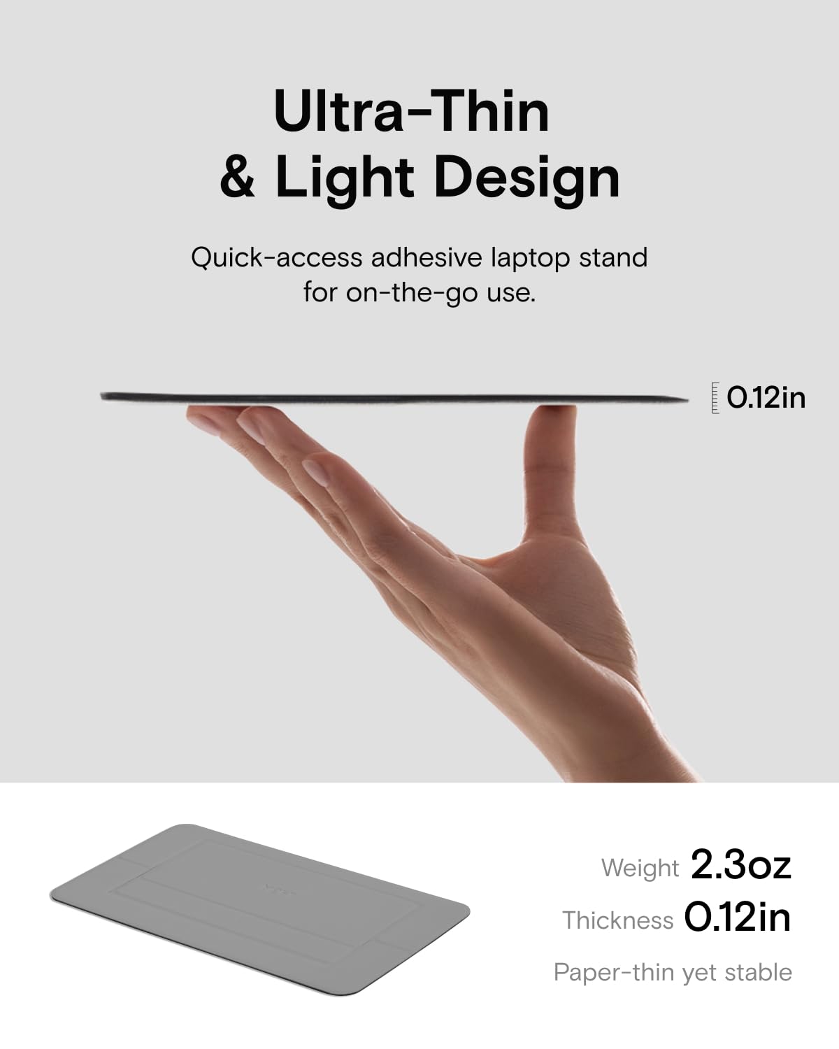 MOFT Laptop Stand for Desk, Adhesive Airflow Laptop Stand with Open Design for Heat Dissipation, 2 Adjustable Viewing Angles