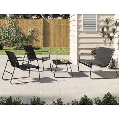Grand patio Conversation Sets 4 Pieces, Garden Table, 2 Chairs, Loveseat, Waterproof, Breathable, Garden Furniture Sets for Outdoor, Backyard, Poolside Black