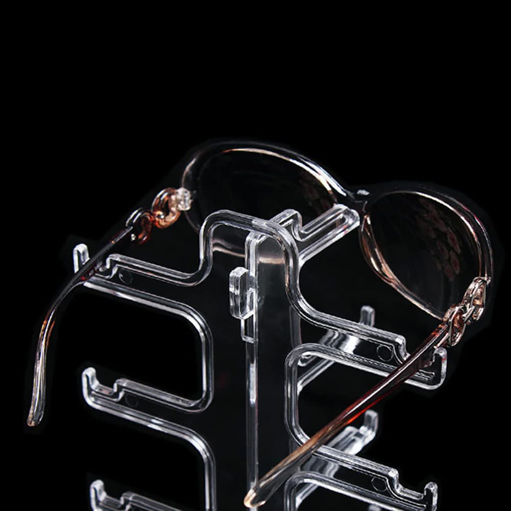 Alnicov 5 Pairs Glass Stand Sunglass Holder Glasses Rack Display Organizer Sunglasses Frame Shelf Show case(Clear)