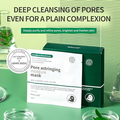 DEleventh Korean Brand Lactobionic Acid Facial Mask 30ml×10pcs / Post-Makeup Deep Cleansing, Shrink Pores, Moisturize, Exfoliate and Rejuvenate Skin for a Smooth, Hydrated, and Radiant Complexion