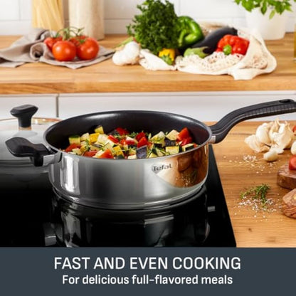 Tefal Comfort Max 24cm Stainless Steel Stewpot, Durable Casserole Dish with Glass Lid, Induction Compatible, Ergonomic Stay-Cool Handles, Dishwasher, C9734604