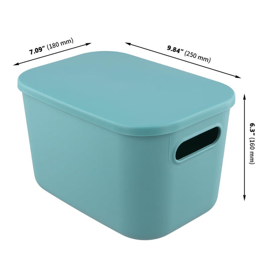 MAKTSAM 4 PCS Colorful Storage Bins with Lids, Thickened Coloured Stackable Storage Container Cupboard Storage Baskets for Shelf Cabinet Bedroom