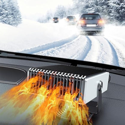 Baceyong 150W 12V Car Heater Fan, Portable Car Windscreen Demister Auto Heater 2 in 1 Car Defogger with Heating & Cooling Function Plug in Cigarette Lighter 180° Rotation with 3 Adjustment Switche