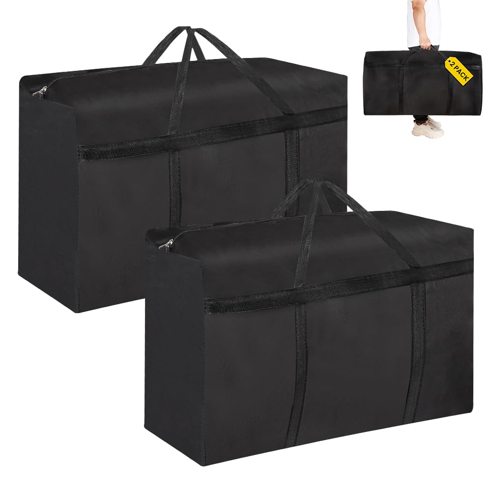 HOTUT 2 Pcs 180L Large Storage Bag,Extra Large Moving Bags Heavy Duty,with Zipper Handles,Strong Packing Boxes,with Strong Oxford Cloth,for Clothes