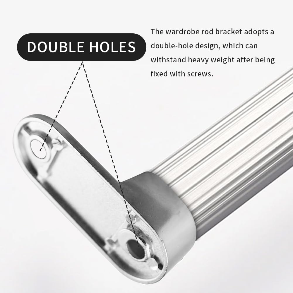 8pcs Oval Wardrobe Rail Ends Supports Rail Brackets, Wall Mount Wardrobe Rod Bracket, Clothes Rail Hanging Socket Closet