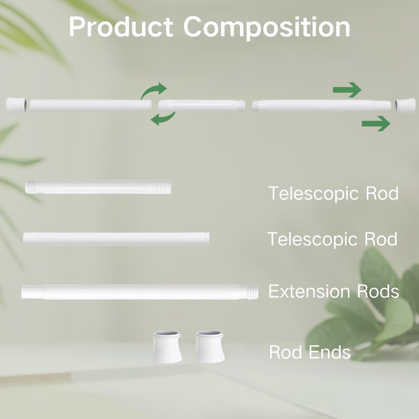 Telescopic Spring Tension Rod Extendable Curtain Rod No Drilling Extendable Window Tension Rod Adjustable Curtain Pole No Screws for