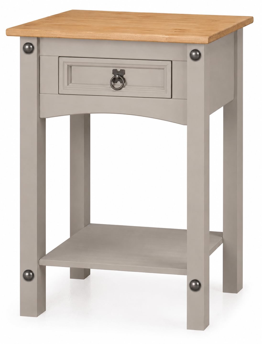 Corona Console Table Pine Grey Wax 1 Drawer Solid Wood Side Table W 53 x D 35 x H 73cm