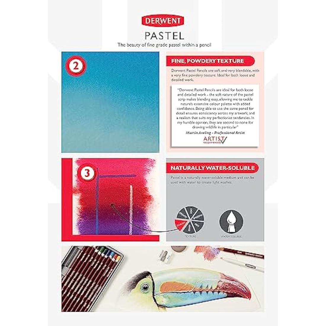 Derwent Pastel Collection Sampler Kit, Drawing & Writing, Set Of 24 Pencils, Blocks & Accessories For Pastel Drawing & Colouring, Professional Quality, 0700301