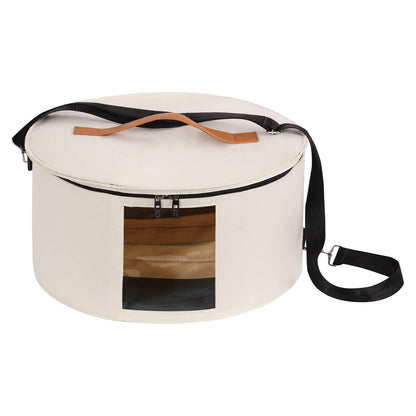 Ohiyoo Travel Hat Boxes with Lid - 16'' x 8'' Round Hat Boxes for Women & Men, Foldable Stuffed Animal Toy Storage Bin White