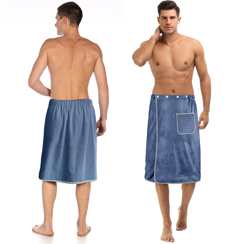 Aomig Bath Towel Body Wrap for Men, Adjustable Men’s Bath Wrap Towel, Mens Shower Wrap Bath Towel, Strong Absorption Sauna Spa Body Wrap