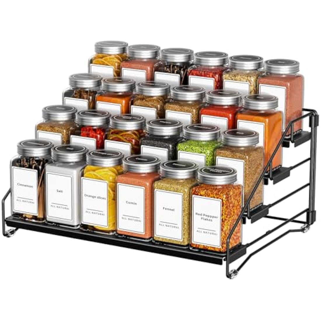 ZDDLOINP 4-Tier Spice Rack for Countertop, Kitchen Spice Rack, Depth Adjustable Spice Racks Organiser for Counter, Cupboard, Pantry (1 Pack NOT INCLUDE SPICE JARS)