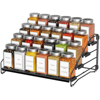 ZDDLOINP 4-Tier Spice Rack for Countertop, Kitchen Spice Rack, Depth Adjustable Spice Racks Organiser for Counter, Cupboard, Pantry 1 Pack NOT INCLUDE SPICE JARS