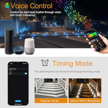 GEYUEYA Home RGB Decking Lights Kit, Ø30MM 12V 0.5W Bluetooth APP Control LED Recessed Deck Lights for Deck Patio Terrace Pathway Decoration - 20 Packs
