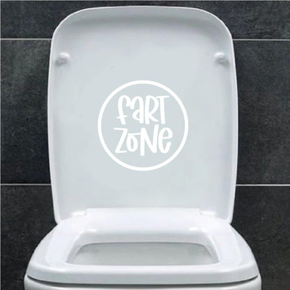 Fart Zone Cute Stickers - Bathroom Décor - Toilet Sticker - Waterproof, Toilet Lid Decal - Bathroom Wall Art - Funny Car Decal White