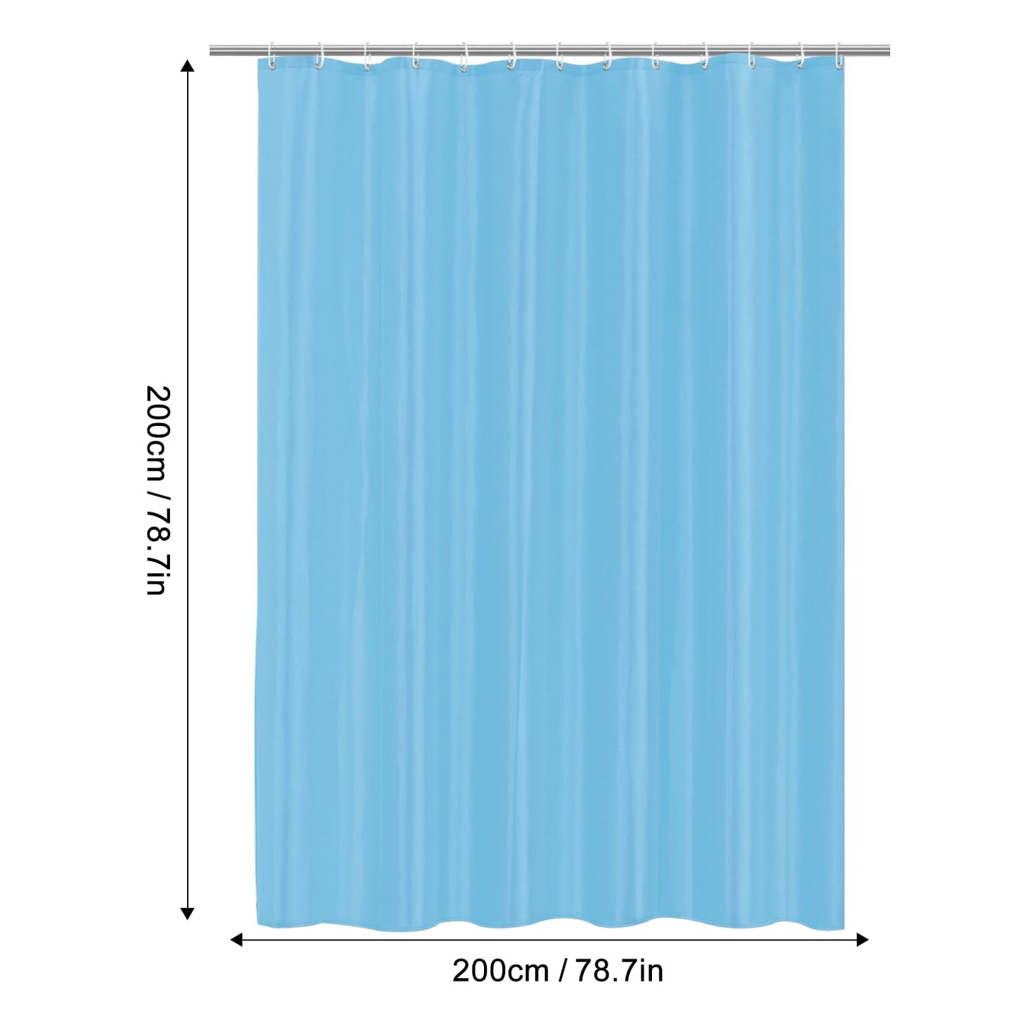 LUKDUNG 200 x 200 cm Polyester Textile Shower Curtain Anti-Mould for Bathroom, Curtain for Bathtub Shower Made of Fabric Waterproof Washable Shower
