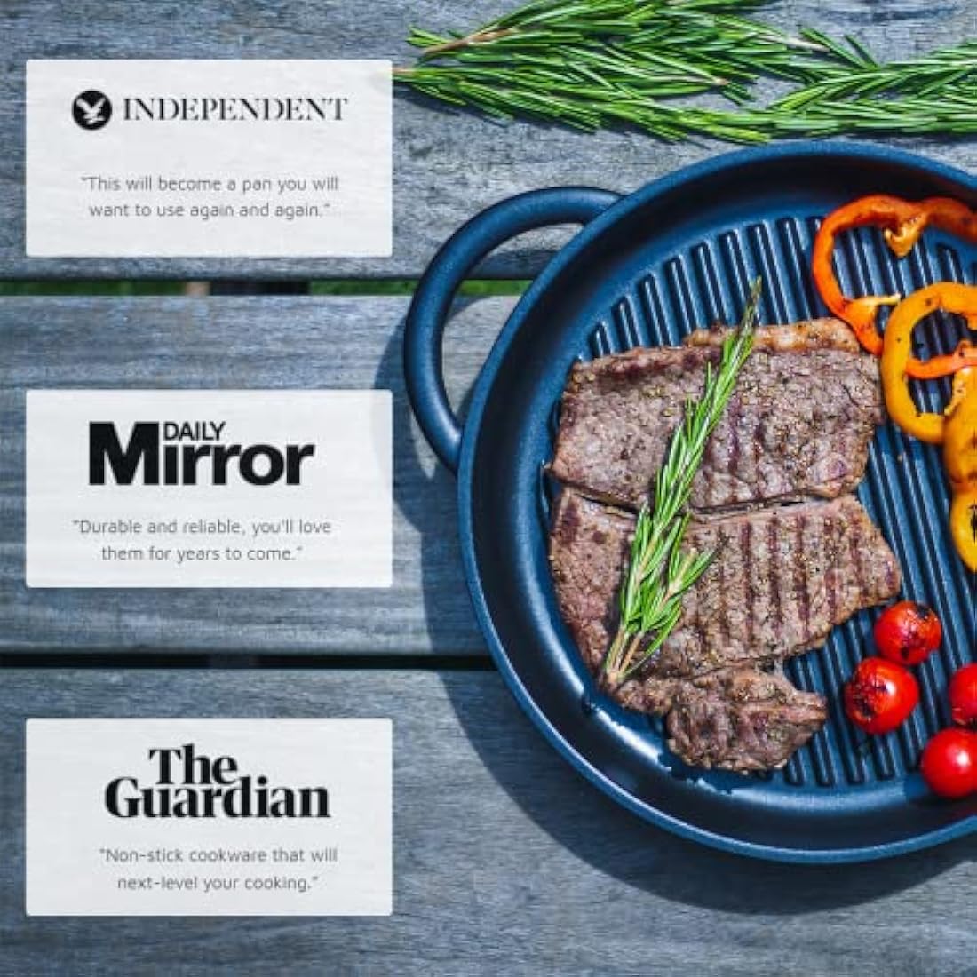 Jean-Patrique Divided Stove Top Grill, Lazy Pan - Divided Frying Pan with Multi Sections for Gas, Electric, Induction & Oven, 10.6" Diameter