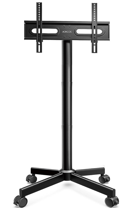 AOKCOS Mobile TV Stand on Wheels for 32-65 Inch TVs Rolling TV Trolley with Tilt Height Adjustable Up to 56.5" Easy Installation, 400x400mm VESA for