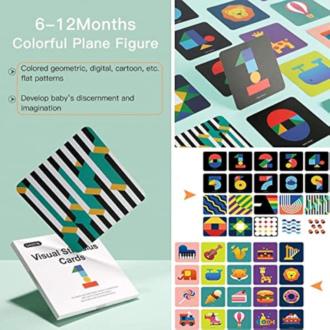 beiens Newborn Essentials Sensory Toys Cards, 160 Page Black White Visual Stimulation Learning Activity Cards for Babies Ages 0-3-6-12-36 Months, 5.5'' x 5.5'' Baby Essentials for Newborn Toys Gifts
