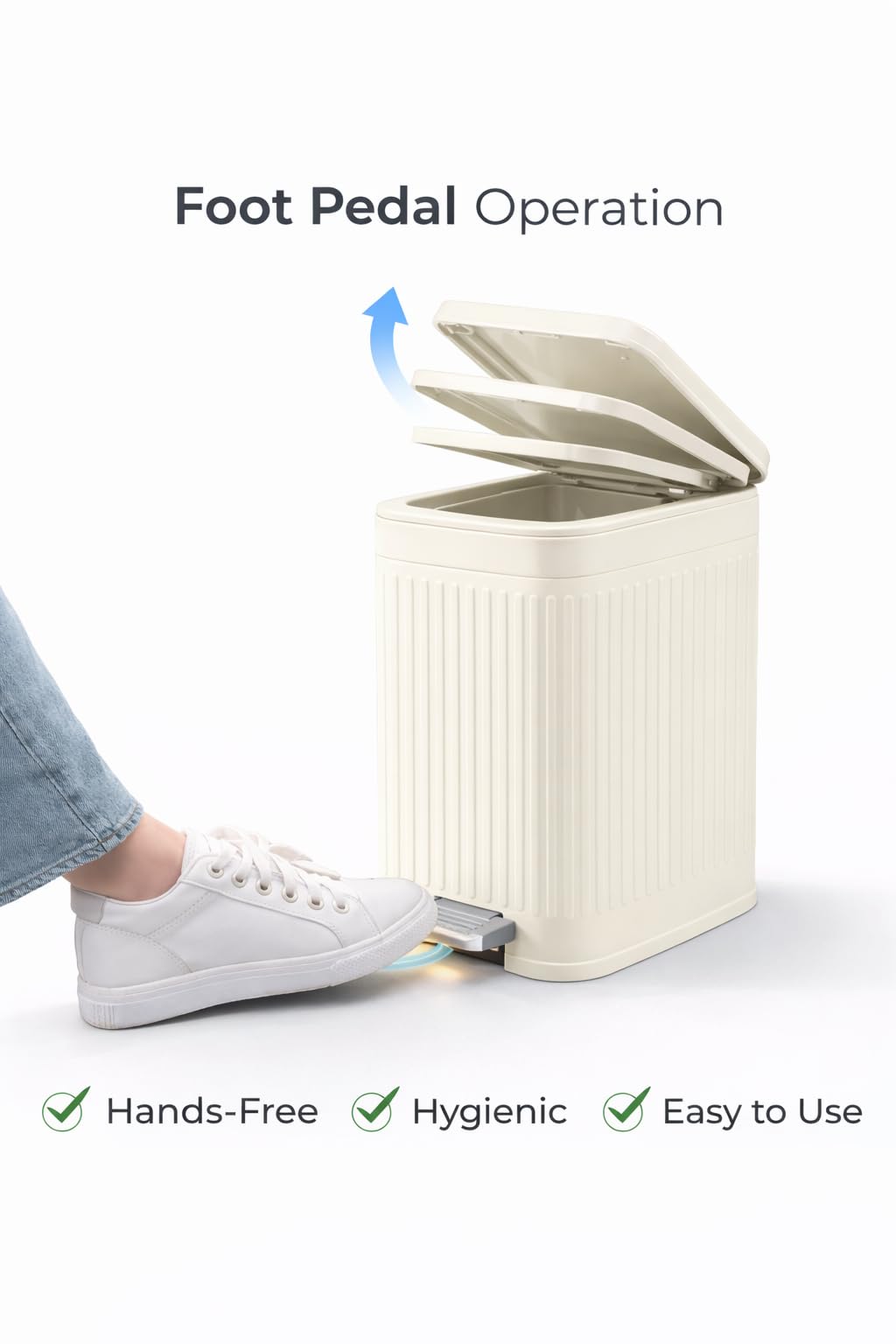 Modovo 7L Slim Pedal Waste Bin – Modern Narrow Plastic Dustbin with Soft Press Lid & Foot Pedal