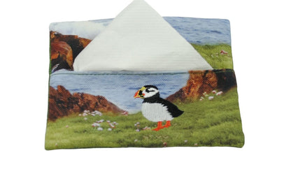 Justina Claire Pocket Tissue Holder in a Puffin Design