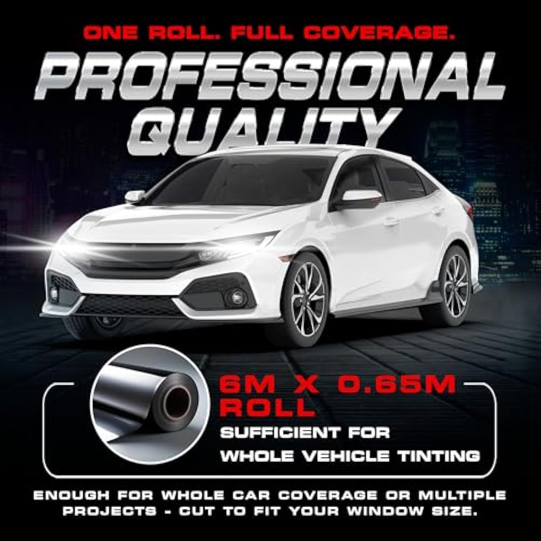 Car Window Tint BLACKGLASS IX Professional Quality Window Tinting Film for Van & Vehicles (15% VLT, 6m x 65cm, 2 Ply, Dark Smoke Tint) Solar, Glare and Privacy Film With Installation Instructions