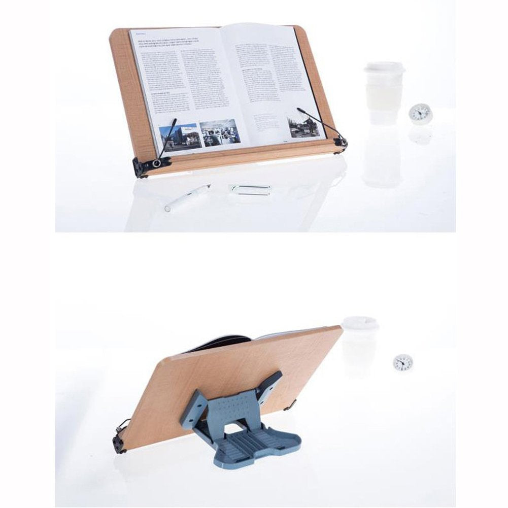 Sysmax Natural Wood Book Stand Reading Stands Laptop Holder Angle Adjustable (Small)