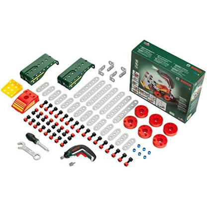 Theo Klein 8497 Multi-Tech Construction Set with Bosch Ixolino I 107 Components I Battery-Powered Ixolino with Light and Sound I Dimensions: 32 cm x 27 cm x 9.5 cm Multi - Colored