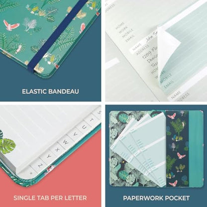 Boxclever Press Small Address Book with 432 Spaces. Address Books with Alphabet Index hardback, Pocket & Change of Address Labels. Perfect Gifts for Women 21 x 13 cm
