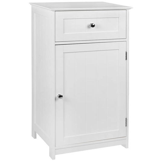 Bath Vida Bathroom Cupboard 1 Door 1 Drawer Floor Standing Cabinet Drawer Unit Storage, White