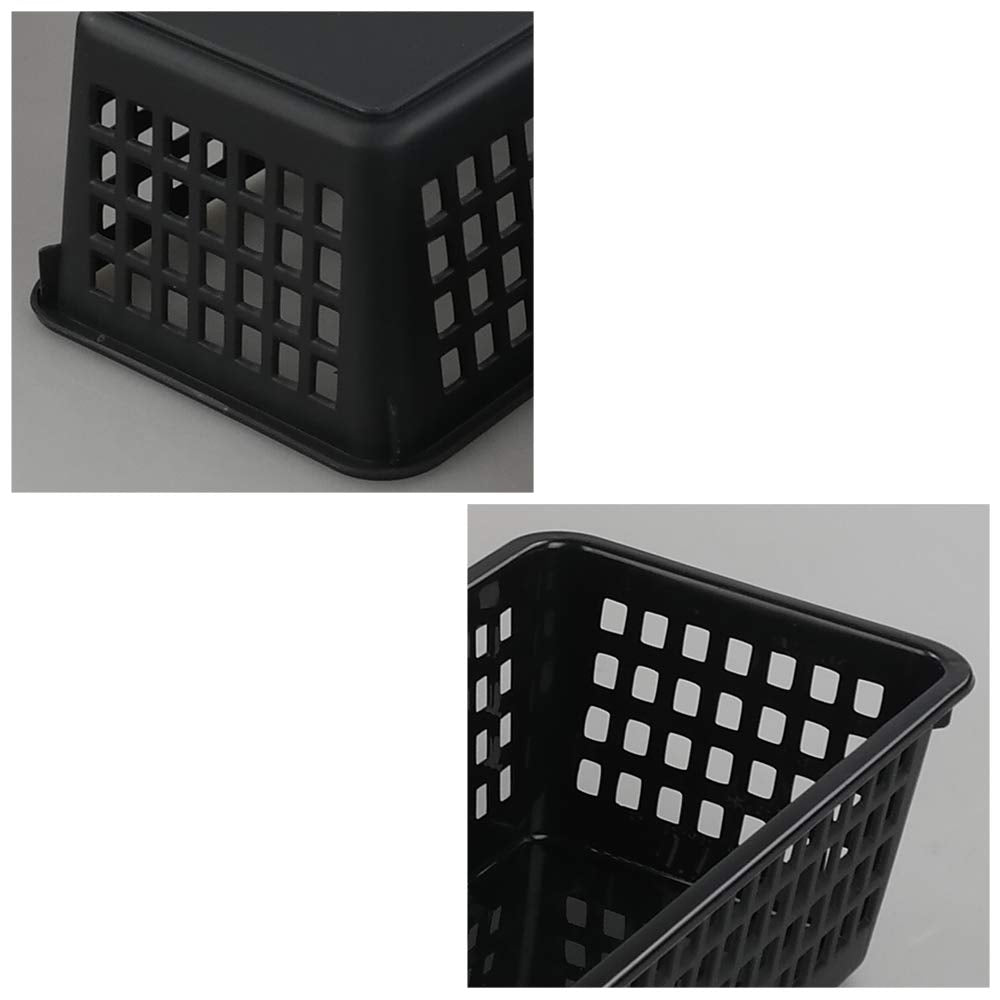 Gitany Black Plastic Baskets Set of 6, Rectangle Slim Storage Basket