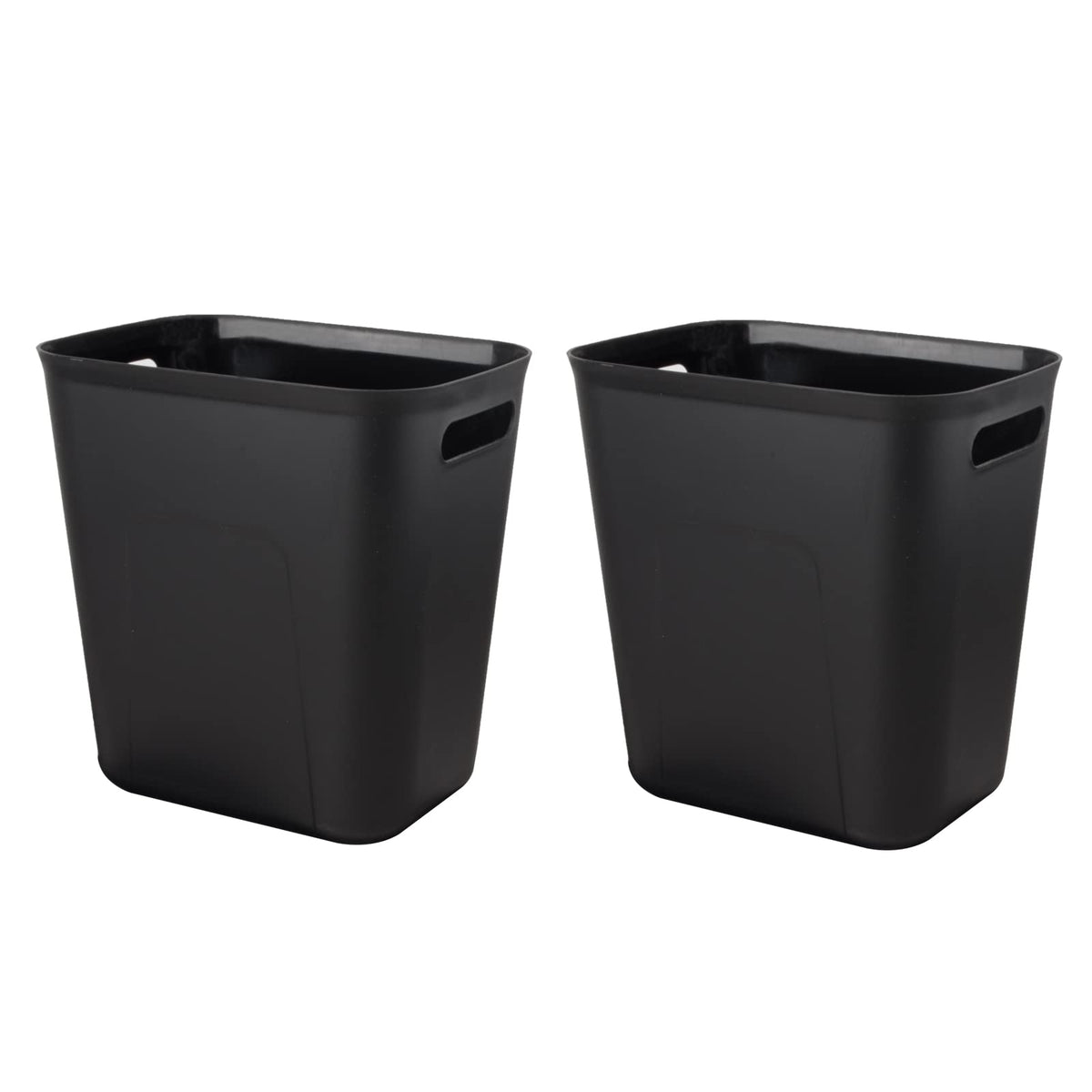UUJOLY Plastic Trash Can Wastebasket, Garbage Container Basket for Bathrooms, Kitchens, Offices, Kids Rooms, Black, 3.5 Gallon, 2 Pack
