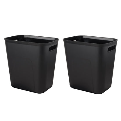 UUJOLY Plastic Trash Can Wastebasket, Garbage Container Basket for Bathrooms, Kitchens, Offices, Kids Rooms, Black, 3.5 Gallon, 2 Pack