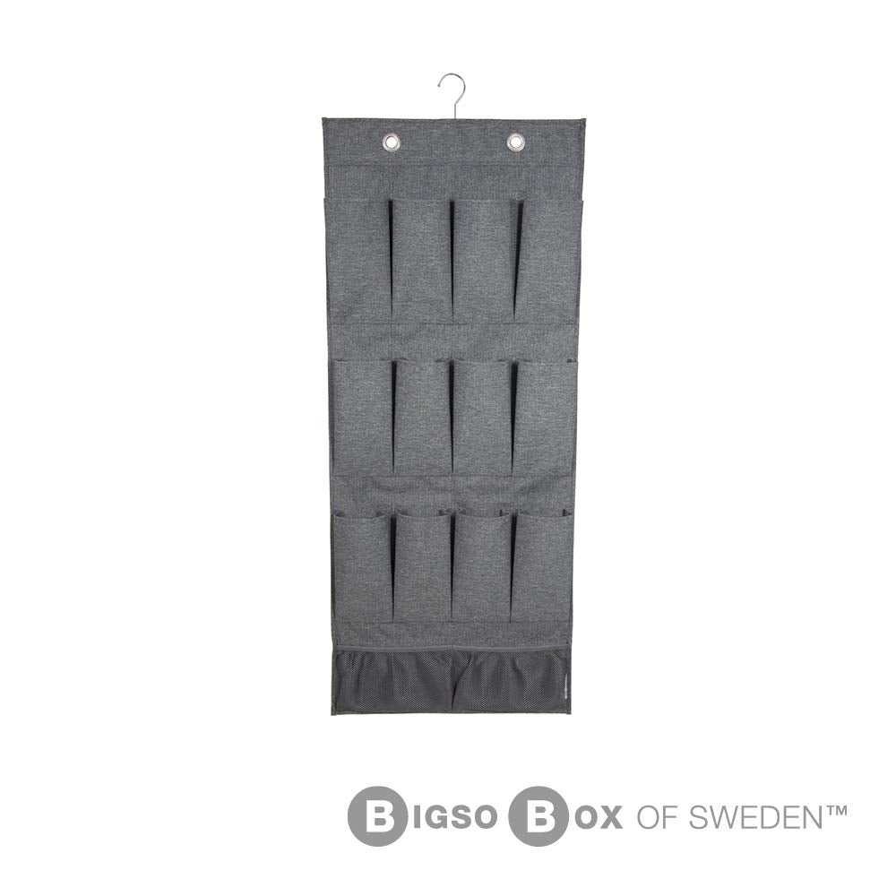 Bigso Box of Sweden Hanging Storage Organiser with 12 Storage Compartments - Hanging Storage for Wardrobe with Hook and Metal Eyelet Fastening